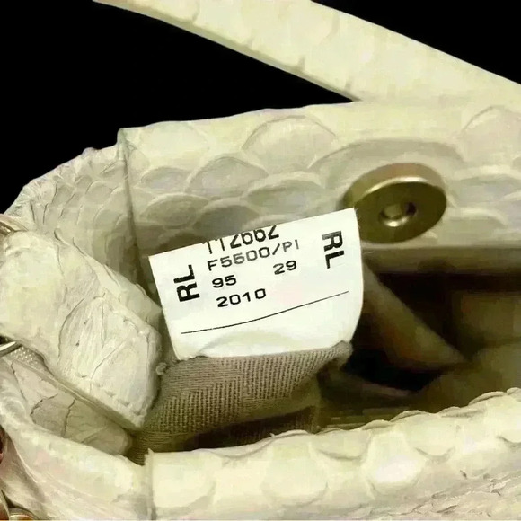 Furla Boho Chic White Leather Snakeskin Fringed Studded Crossbody Purse GlamRock - Picture 12 of 16